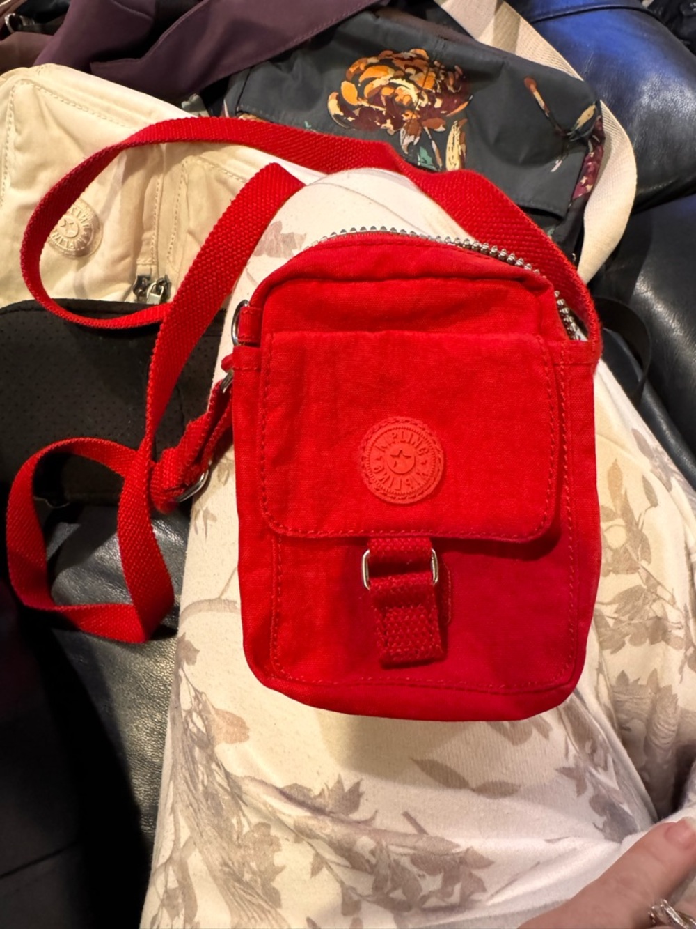 Kipling Bright Red Mini Crossbody Pouch